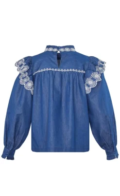 Hot Love & Divine Bluse - Love1294 - Denim/Cream Bluser