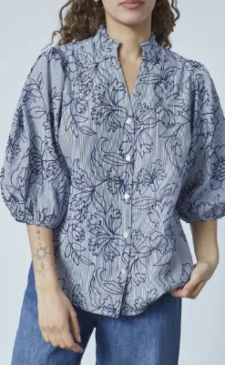 Clearance Love & Divine Bluse - Love456-9 - Stripe/Flower Bluser