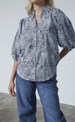 Clearance Love & Divine Bluse - Love456-9 - Stripe/Flower Bluser