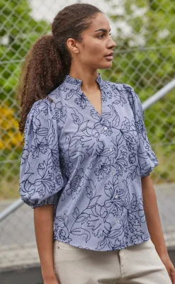 Clearance Love & Divine Bluse - Love456-9 - Stripe/Flower Bluser