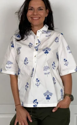 Outlet Love & Divine Bluse - Love1351 - White/Blue Bluser