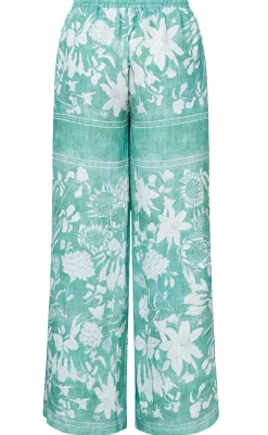 Sale Love & Divine Bukser - Love1176-4 - Green Flower Bukser & Jeans