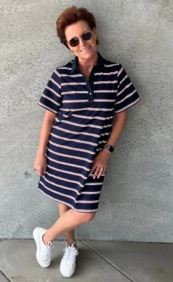 Online Love & Divine Kjole - Love1349 - Navy/Stripe Kjoler