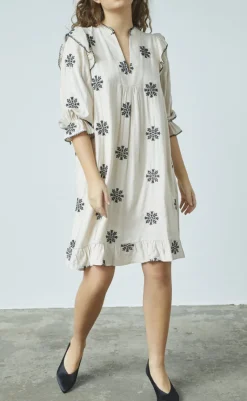 New Love & Divine Kjole - Love1235-1 - Bamboo/Black Flower Kjoler