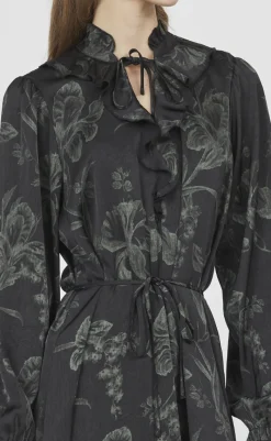 Discount Love & Divine Kjole - Love1194-2 - Black/Green Flower Kjoler