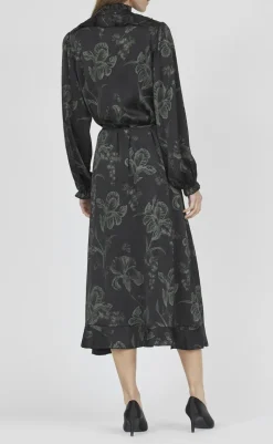 Discount Love & Divine Kjole - Love1194-2 - Black/Green Flower Kjoler