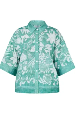 Discount Love & Divine Skjorte - Love1338 - Green Flower Skjorter