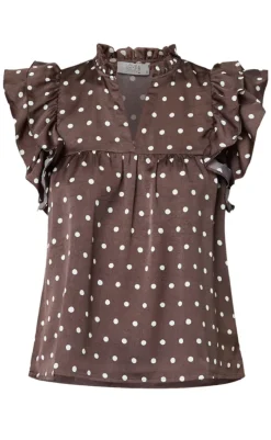 Hot Love & Divine Top - Love1387 - Brown/Dot T-shirts & Toppe