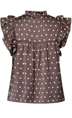Hot Love & Divine Top - Love1387 - Brown/Dot T-shirts & Toppe