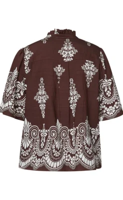 New Love & Divine Top - Love1296-2 - Brown/Paisley T-shirts & Toppe