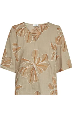 Discount Love & Divine Top - Love1339 - Sand Flower T-shirts & Toppe