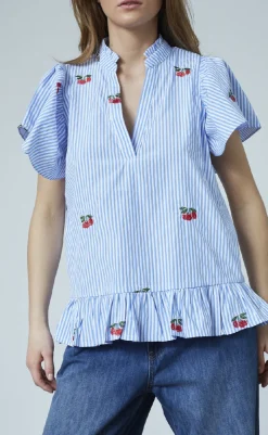 Discount Love & Divine Top - Love1384 - Blue/Cherry T-shirts & Toppe