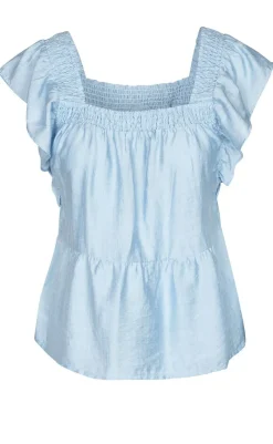 Hot Top - Rufusine - Chambray Blue T-shirts & Toppe