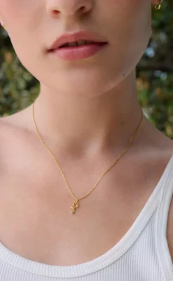 Outlet Halskæde - F Alphabet - Gold Colour Smykker