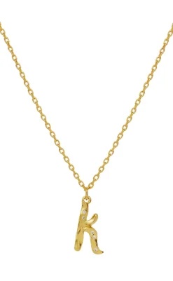Discount Halskæde - K Alphabet - Gold Colour Smykker