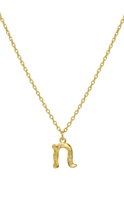 Sale Halskæde - N Alphabet - Gold Colour Smykker