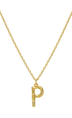 Online Halskæde - P Alphabet - Gold Colour Smykker