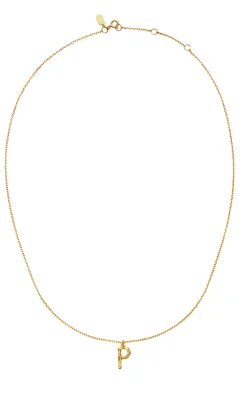 Online Halskæde - P Alphabet - Gold Colour Smykker