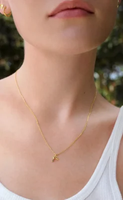 New Halskæde - R Alphabet - Gold Colour Smykker