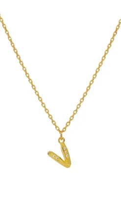 Halskæde - V Alphabet - Gold Colour Smykker