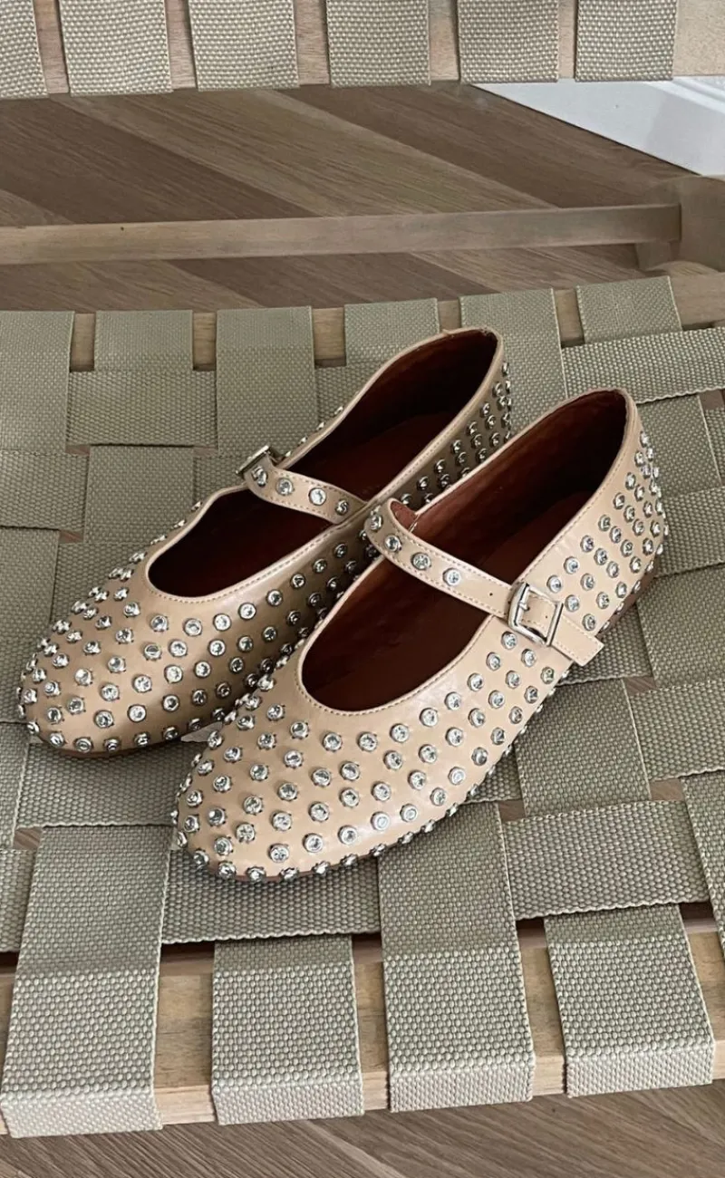 Hot Ballerina - Rhinestone - Beige Loafers & Ballerinaer