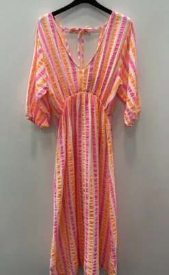 Hot Kjole - Andrea - Stripe Fuxia/Orange Kjoler