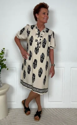 Outlet Kjole - Naomi - Beige/Black Kjoler