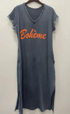 New Kjole - Rosalia - Dark Blue/Arancio Fluo Kjoler