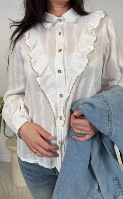 Online Skjorte - Laurette - White/Beige Skjorter