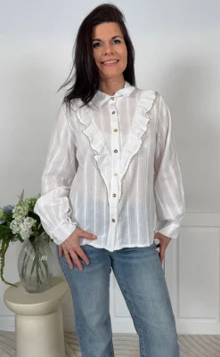 Online Skjorte - Laurette - White/Beige Skjorter