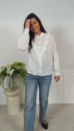 Online Skjorte - Laurette - White/Beige Skjorter