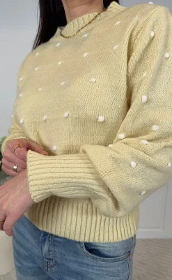 Strik - Alisee - Yellow/Bianco Striktrøjer & Sweat