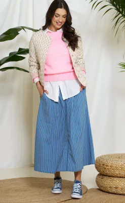 Strik - Alisee - Pink/Bianco Striktrøjer & Sweat