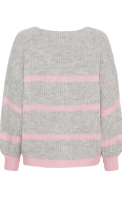 Online Strik - Carene - Light Grey/Baby Pink Striktrøjer & Sweat