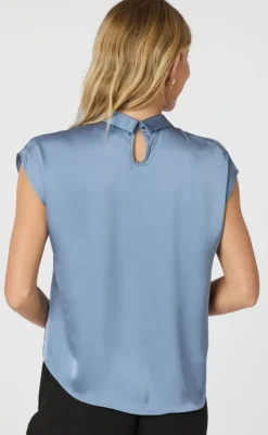 Best Bluse - Fleur Drapy Satin - Dusty Blue Bluser