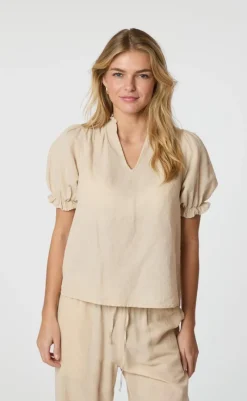 New Bluse - Odesa Linen - Sand Bluser