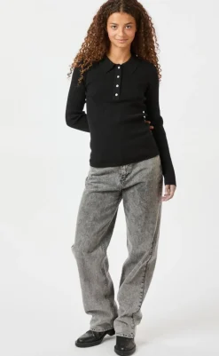 Online Bluse - Panama Knit - Black Bluser