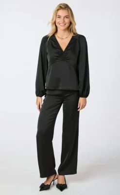 Bukser - Debra Heavy Sateen - Black Bukser & Jeans