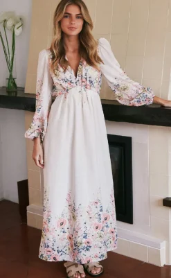 New Kjole - Silfi Flower - Creme Kjoler