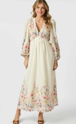 New Kjole - Silfi Flower - Creme Kjoler