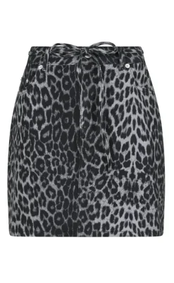 Discount Nederdel - Henrietta - Grey Leopard Nederdele