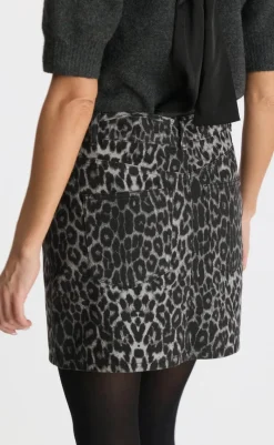 Discount Nederdel - Henrietta - Grey Leopard Nederdele