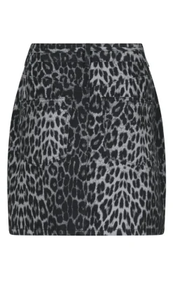 Discount Nederdel - Henrietta - Grey Leopard Nederdele