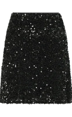 Clearance Nederdel - Miva Velvet Sequins - Black Nederdele