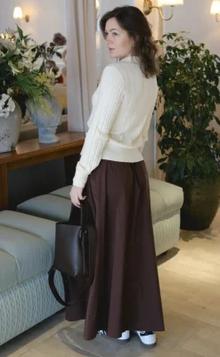 Discount Nederdel - Yara Poplin - Dark Brown Nederdele