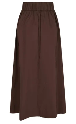 Discount Nederdel - Yara Poplin - Dark Brown Nederdele