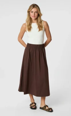 Discount Nederdel - Yara Poplin - Dark Brown Nederdele