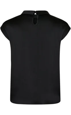 Best Top - Fleur Drapy Satin - Black T-shirts & Toppe