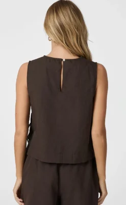 Top - Svetlana Linen - Dark Brown T-shirts & Toppe