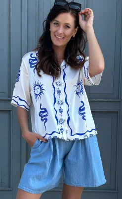 Discount Bluse - Kealy - Chana Blue Print Bluser